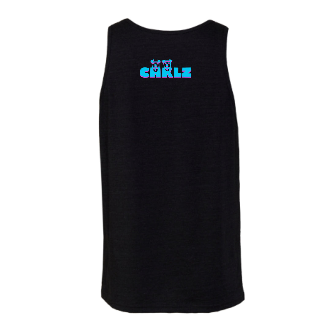 Tank Top, Cowbell, Black, Tri Blend, Active Wear, DJ Merch, DJ, Drummer, percussion, Menswear, athletic wear, custom design, CHKLZ, double sided