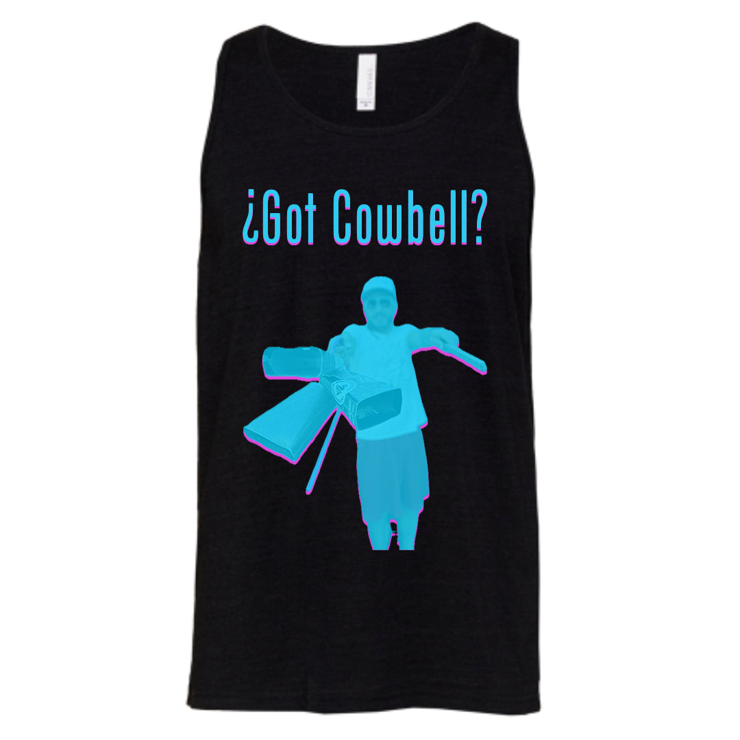 Tank Top, Cowbell, Black, Tri Blend, Active Wear, DJ Merch, DJ, Drummer, percussion, Menswear, athletic wear, custom design, CHKLZ, unisex, comfy clothes