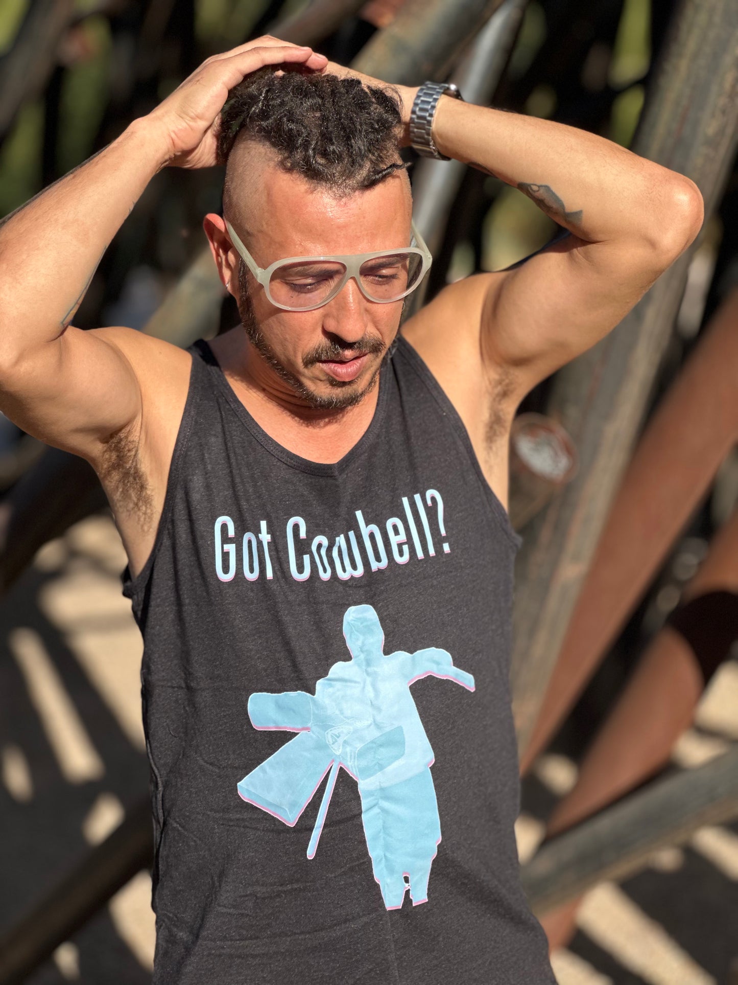 Tank Top, Cowbell, Black, Tri Blend, Active Wear, DJ Merch, DJ, Drummer, percussion, Menswear, athletic wear, custom design, CHKLZ, unisex, comfy clothes