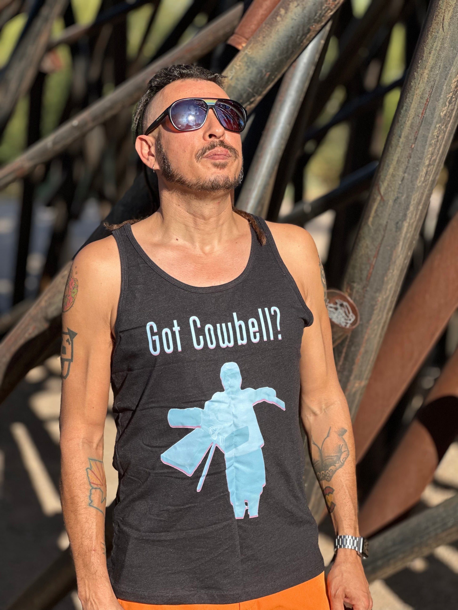 Tank Top, Cowbell, Black, Tri Blend, Active Wear, DJ Merch, DJ, Drummer, percussion, Menswear, athletic wear, custom design, CHKLZ, unisex, comfy clothes