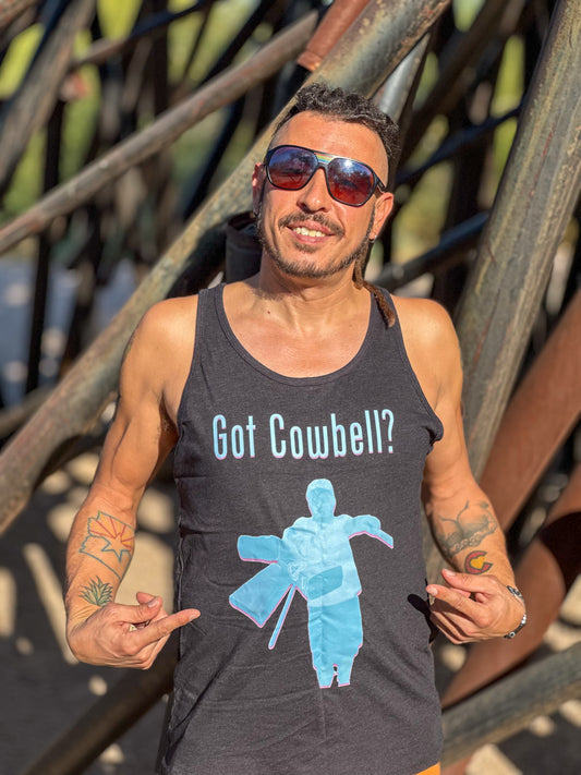 Tank Top, Cowbell, Black, Tri Blend, Active Wear, DJ Merch, DJ, Drummer, percussion, Menswear, athletic wear, custom design, CHKLZ, unisex, comfy clothes